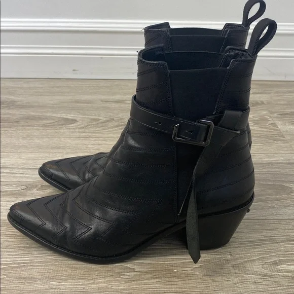 Zadig et Voltaire Black Leather Ankle Boots with belt - Picture 5 of 14
